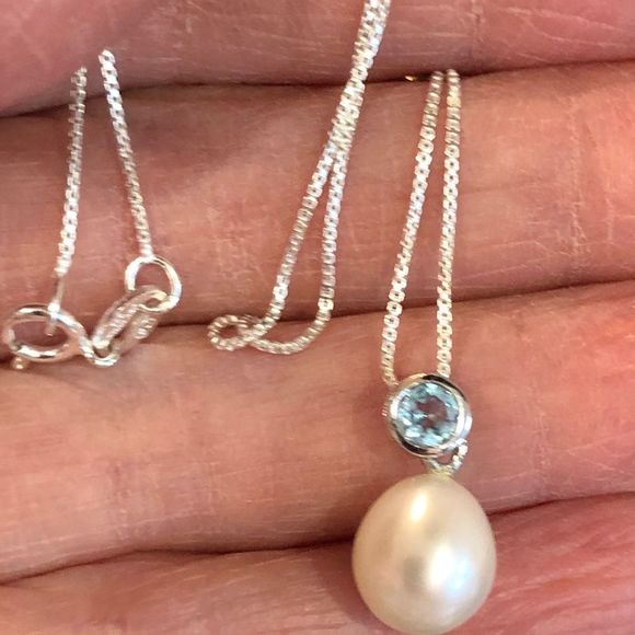 NWT 926 Floating charm pearl with blue stone - Picture 11 of 14